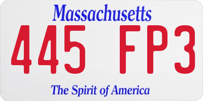 MA license plate 445FP3