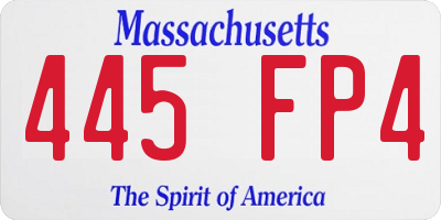 MA license plate 445FP4