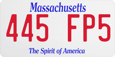 MA license plate 445FP5