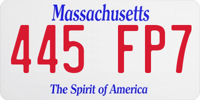 MA license plate 445FP7