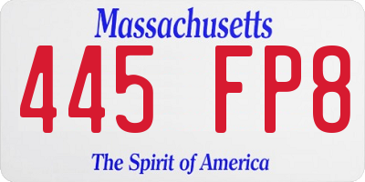 MA license plate 445FP8