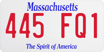 MA license plate 445FQ1