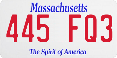 MA license plate 445FQ3