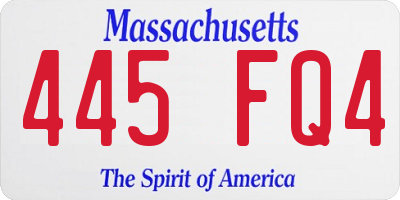MA license plate 445FQ4