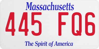 MA license plate 445FQ6