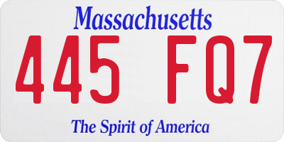 MA license plate 445FQ7