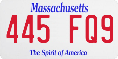 MA license plate 445FQ9