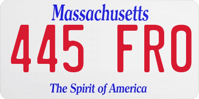 MA license plate 445FR0