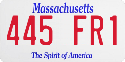 MA license plate 445FR1