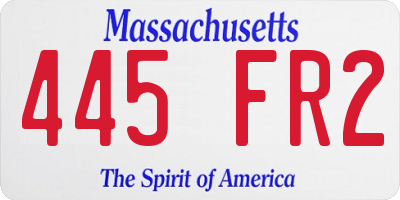 MA license plate 445FR2