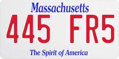 MA license plate 445FR5