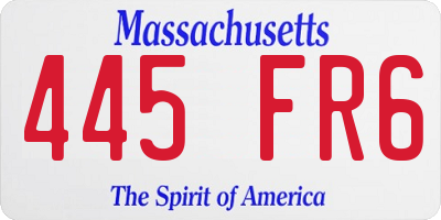 MA license plate 445FR6