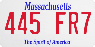 MA license plate 445FR7