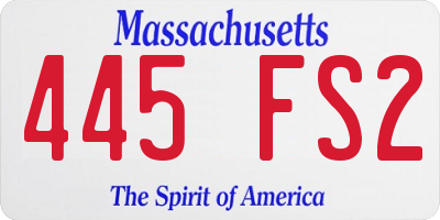 MA license plate 445FS2