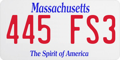 MA license plate 445FS3