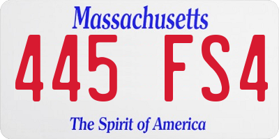 MA license plate 445FS4