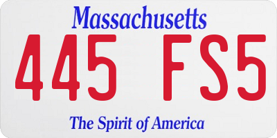 MA license plate 445FS5