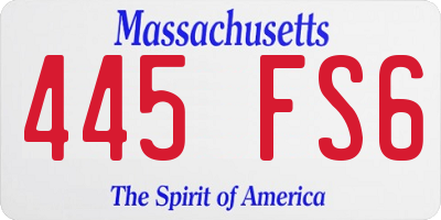 MA license plate 445FS6