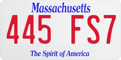 MA license plate 445FS7
