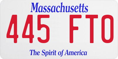 MA license plate 445FT0