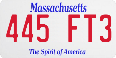 MA license plate 445FT3