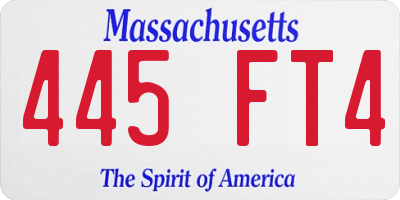 MA license plate 445FT4