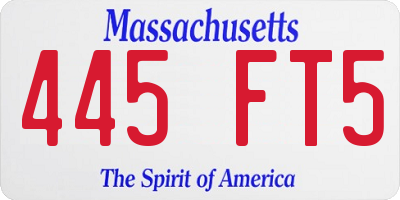 MA license plate 445FT5