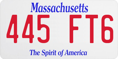 MA license plate 445FT6
