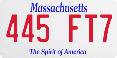 MA license plate 445FT7