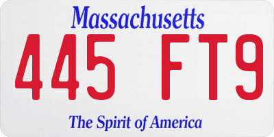 MA license plate 445FT9