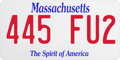 MA license plate 445FU2