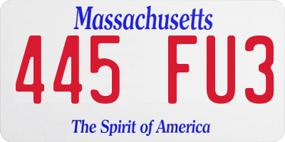 MA license plate 445FU3