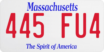 MA license plate 445FU4