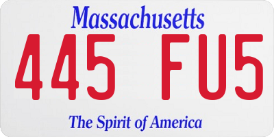 MA license plate 445FU5