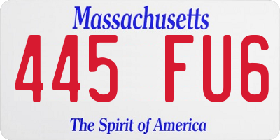 MA license plate 445FU6