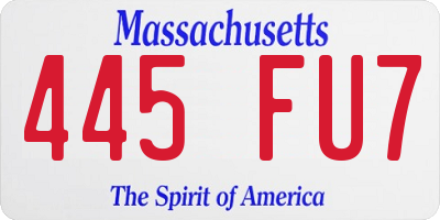 MA license plate 445FU7