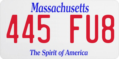 MA license plate 445FU8