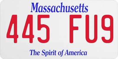 MA license plate 445FU9
