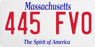 MA license plate 445FV0