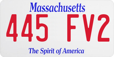 MA license plate 445FV2