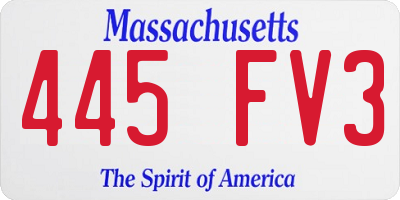 MA license plate 445FV3