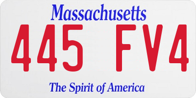 MA license plate 445FV4