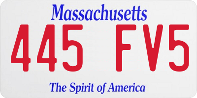 MA license plate 445FV5