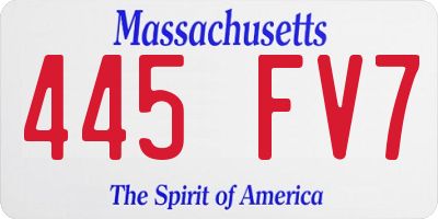 MA license plate 445FV7