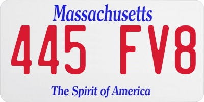 MA license plate 445FV8