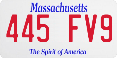 MA license plate 445FV9