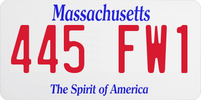 MA license plate 445FW1
