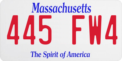 MA license plate 445FW4
