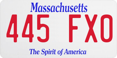 MA license plate 445FX0