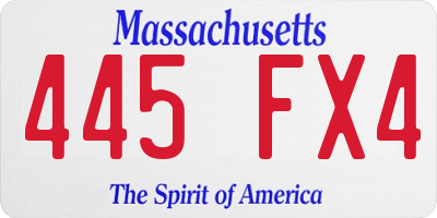 MA license plate 445FX4